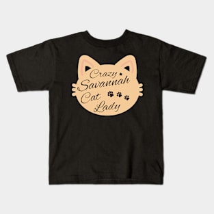 Crazy Savannah Cat Lady Kids T-Shirt